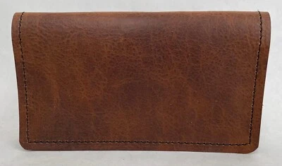 WAXED BISON LEATHER CHECKBOOK COVER US MADE FREE DUPLICATE DIVIDER FREE SHIP - Image 1 of 4