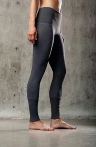 Karma Medium Leggings Dark Gray Ribbed Yoga Pilates High Waist Fitted Stretch - Picture 1 of 7