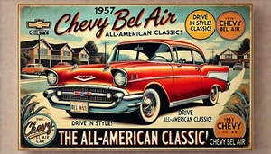 1957 Classic Chevy Bel Air Retro Vintage reproduction metal sign - Picture 1 of 1
