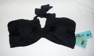 Bathing Suit swim Top Twisted Bandeau Size SMALL by HEAT Black D cup NWT - Picture 1 of 3