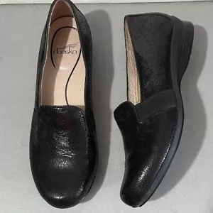 Mocassini Dansko donna EU 41 US taglia 10,5 11 neri in pelle crepitata comodi - Foto 1 di 11