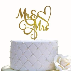Mr and Mrs Cake Topper, Bride and Groom Sign Wedding, Engagement Cake Toppers... - Picture 1 of 6