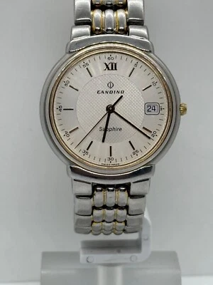 Швейцарские винтажные наручные кварцевые часы Candino сапфир 50 м водонепроницаемые редкий день - Изображение 1 из 4