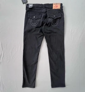 Pantalones de mezclilla True Religion Rocco para hombre talla 34 x 32 solapa relajados ajustados negros $149 NUEVO - Imagen 1 de 16