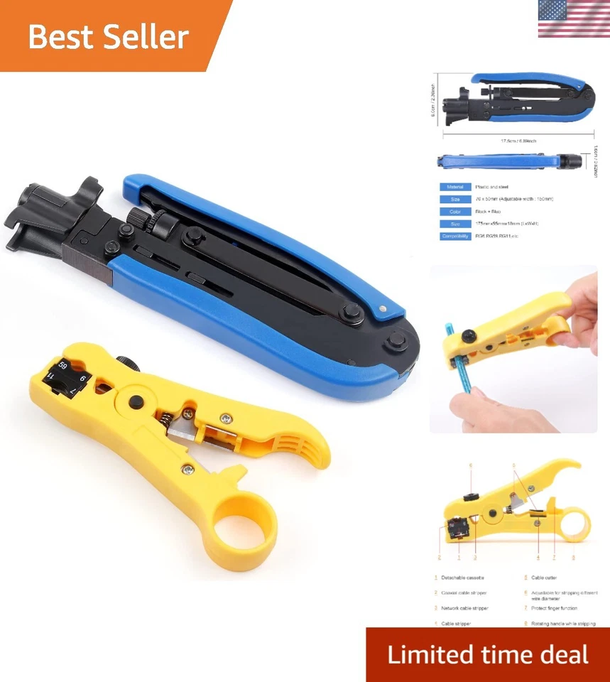 Versátil herramienta de prensado y pelado de cables coaxiales: kit esencial para proyectos hágalo usted mismo Foto 1 de 4