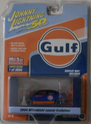 Johnny Lightning 2004 Mitsubishi Lancer Evo GULF 1:64 MIJO EXCLUSIVE 1 OF 3600 - Image 1 of 4