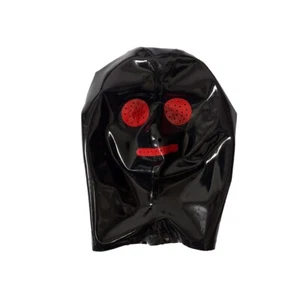 Latex Hood Mesh Eye Mouth Back Zip Catsuit Club Wear Cosplay Fetish Rubber Mask - Picture 1 of 8