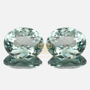 AAA Natural Blue Green Tourmaline Oval Loose Gemstone Cut 2 Pcs 12x10 MM - Picture 1 of 6