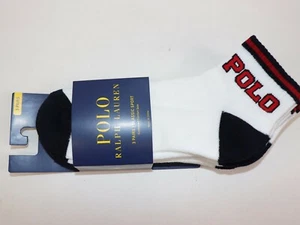 RALPH LAUREN Men's Socks 3 Pairs One Size White Logo CLASSIC SPORT Ankle NEW - Picture 1 of 3