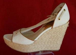 MICHAEL KORS Lilah Wedge Natural Canvas Espadrille Women's 9.5 US 4085LLHS1D NIB - Picture 1 of 12