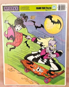 Vintage 1990 GOLDEN Geffen Film Co BEETLEJUICE Frame-Tray 24 Pc Cardboard Puzzle - Picture 1 of 4