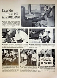 1941 Pullman Railroad Train Vintage Print Ad 1940s Cocktail Sleeper Lounge Cars - Bild 1 von 1