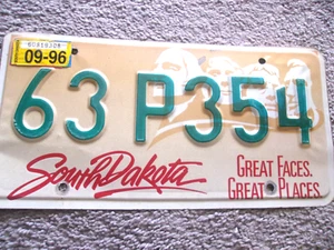 1996 SOUTH DAKOTA NUMMERNSCHILD '96 SD PLATE MT RUSHMORE MANCAVE - Bild 1 von 3