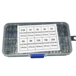 100pcs 250V Slow Glass Tubes 0.5-20A Fine Fuses Electronics Replacement for DIY - Zdjęcie 1 z 8