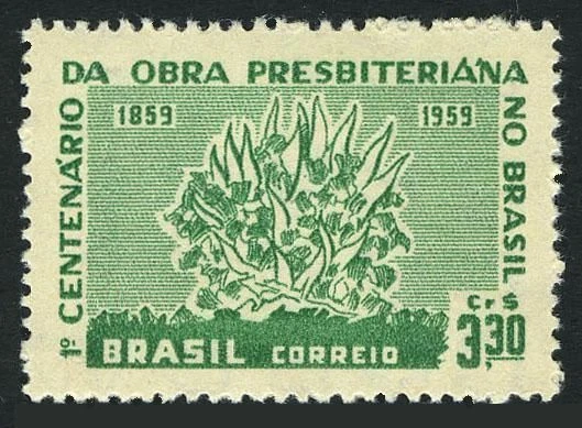 Brasil 902 bloco/4, sem marca de charneira. Michel 970. Trabalho presbiteriano no Brasil, 1959. Bush. - Imagem 1 de 1