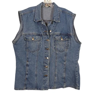 Chaleco de mezclilla Zanadi vintage años 90 para mujer talla grande 20 azul jean sin mangas con botones - Imagen 1 de 11