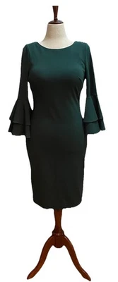 Vestido vaquero Calvin Klein para mujer talla 8 verde manga campana 3/4 hasta la rodilla Foto 1 de 4
