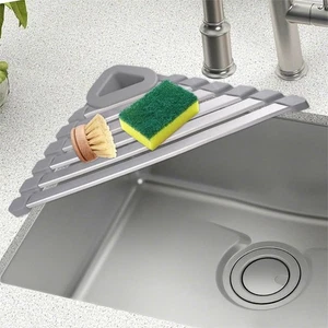 46*32CM Large Durable Roll Up Corner Sink Rack Triangle Foldable Kitchen Sink - Picture 1 of 11