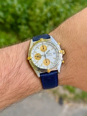 Breitling Chronomat 40mm Steel & Gold Accents Serviced 7750 New Ostrich Leather - image 1 of 4