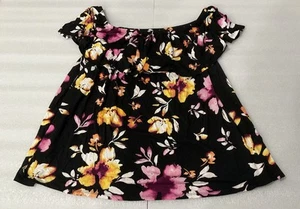 Lane Bryant Black Yellow and Purple Floral Top Size 22/24 - Picture 1 of 2