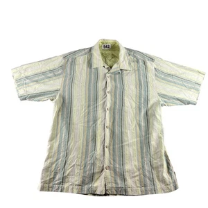 Tommy Bahama Silk Shirt Mens Large Striped Short Sleeve Button Up Casual - Picture 1 of 5