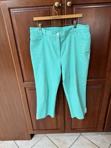 Women’s Ruby Rd Turquoise Capri Pants With Beaded Embellishments, Size 16 - Picture 1 of 7