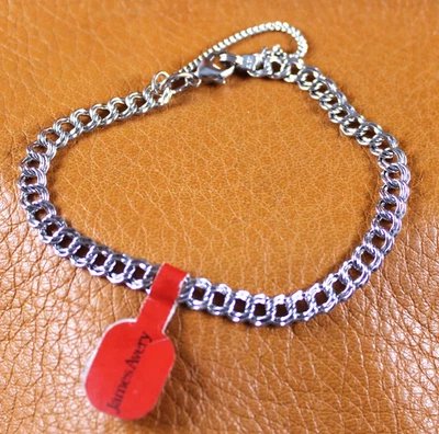 James Avery LIGHT DOUBLE CURB Charm Bracelet Sterling Silver Size 7" with TAGS - Image 1 of 4