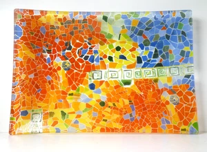 ART ESCUDELLERS Gaudi Stil Mosaik Regenbogenfarben Glas Servierschale Teller - Bild 1 von 8