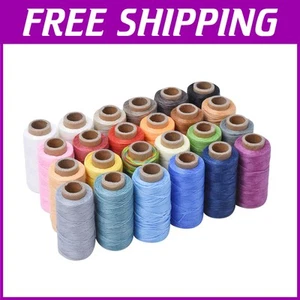 Vibrant 24 Color Flat Waxed Thread – 55 X 24 Yards for Leather Sewing & Crafts - Picture 1 of 9