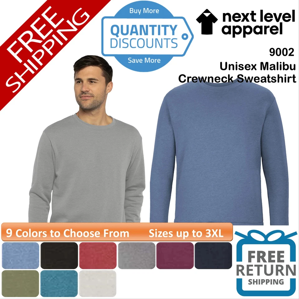 🔥 Next Level Unisex Malibu Crewneck Sweatshirt Relaxed Blend Up To 3XL 9002 - Image 1 of 1