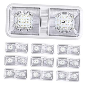 10 Pack RV LED Ceiling Double Dome Light Fixture with ON/OFF Switch Interior - Picture 1 of 7