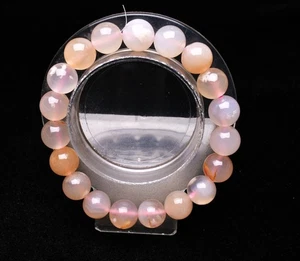 11mm Natural Cherry Blossom Agate Quartz Crystal Bangle Bracelet Handmade - Picture 1 of 6
