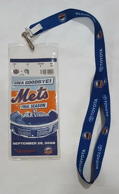 NY Mets September 29 2008 Shea Stadium Final Season Toyota Lanyard Ticket SGA - Image 1 of 2