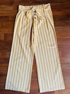 Harper Heritage HIGH-WAIST Yellow Striped Wide Leg PANTS SIZE SML Francescas EUC - Picture 1 of 12