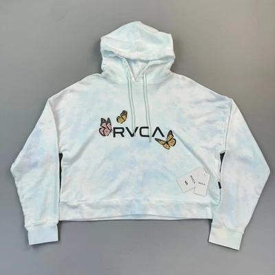 RVCA Venice Hoodie Women’s Medium Tie Dye Butterfly Relaxed Crop Pullover NWT - Image 1 of 4