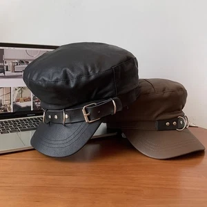 Mujeres Retro Imitación Cuero PU Boina Sombrero Hebilla Ala Ancha Artista Sombrero Boina Gorra - Imagen 1 de 11