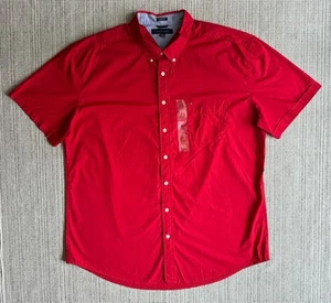NWD Tommy Hilfiger Men XXL Apple Red Classic Fit Button Up Shirt Collared Pocket - Picture 1 of 22