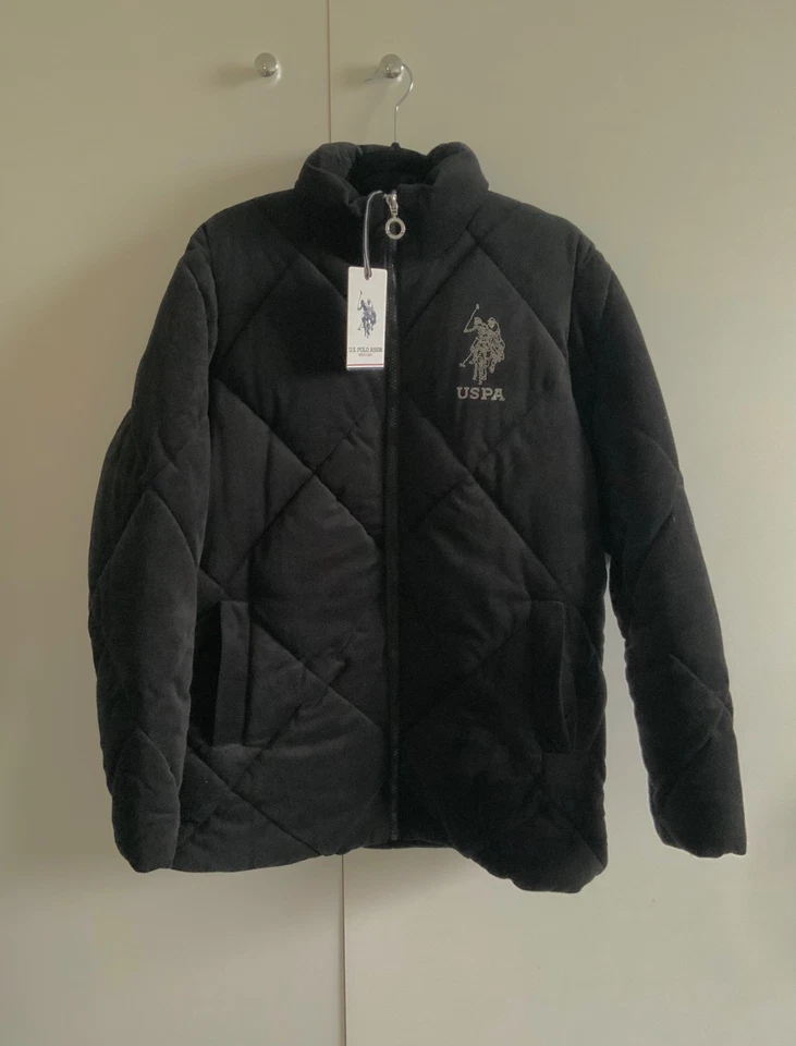 Black U.S. POLO ASSN. Long Sleeve Quilted Jacket UK10/S - Image 1 of 4