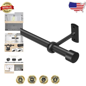 Stylish Black 1" Diameter Curtain Rod for Windows 30 to 120 Inches, Easy Install - Picture 1 of 11