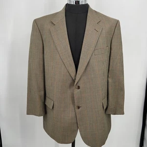 Brooks Brothers Houndstooth Plaid Blazer Size 48R Gentleman Professional Tan - Picture 1 of 12