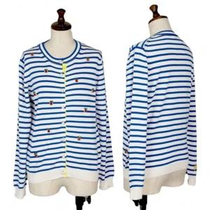 MUVEIL Bijou Design Striped Knit Cardigan Size 38(K-119852) - Picture 1 of 12