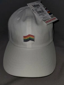 VANS PRIDE CURVED BILL HAT ADULT MENS UNISEX STRAPBACK WHITE NEW VN0A549TZCE - Picture 1 of 5