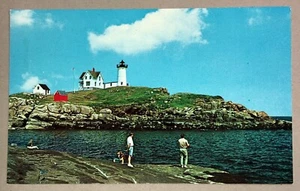 Postal York Beach Maine Cabo Neddick Point Faro Nubble Costa Atlántica - Imagen 1 de 2