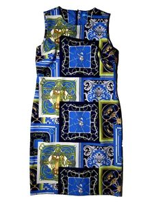 J McLaughlin Belinda heraldisches Patchwork Kleid Reitsport Gr. 8 ärmellos Etui - Bild 1 von 20