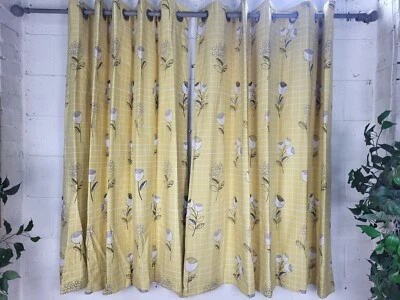 Next Yellow Floral Check Blackout Eyelet Curtains L150cm - Image 1 of 4