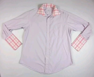 Saks Fifth Avenue Dress Shirt Button Down Collared Mens Size 16-34 Pink/Purple - Image 1 of 4