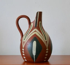 Rare 1955 Edwin Barrett Babbacombe Pottery 'Aztec' by Deidre Wood Red Clay Jug - Picture 1 of 7