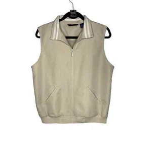 Izod Womens Zip Up Vest Beige Golf Size M - Picture 1 of 6