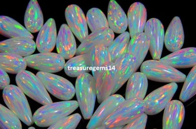 PAR DE BRINCOS 9,70 CT 08X18 mm gotas multi fogo branco opala australiana pedra preciosa - Imagem 1 de 4