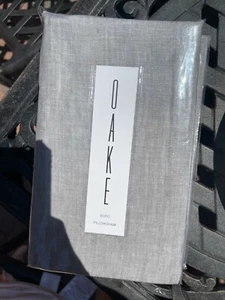 Oake 100% Linen Euro Pillow Sham 26" x 26" NWT (Gray) Yarn Dye - Picture 1 of 1